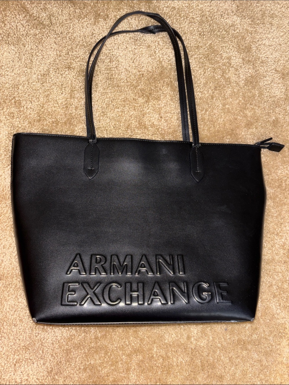 Armani Exchange Black Embossed Logo Tote